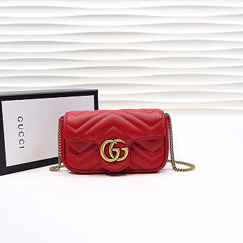 Gucci | GG Marmont Matelassé Leather Super Mini Bag 476433 Red