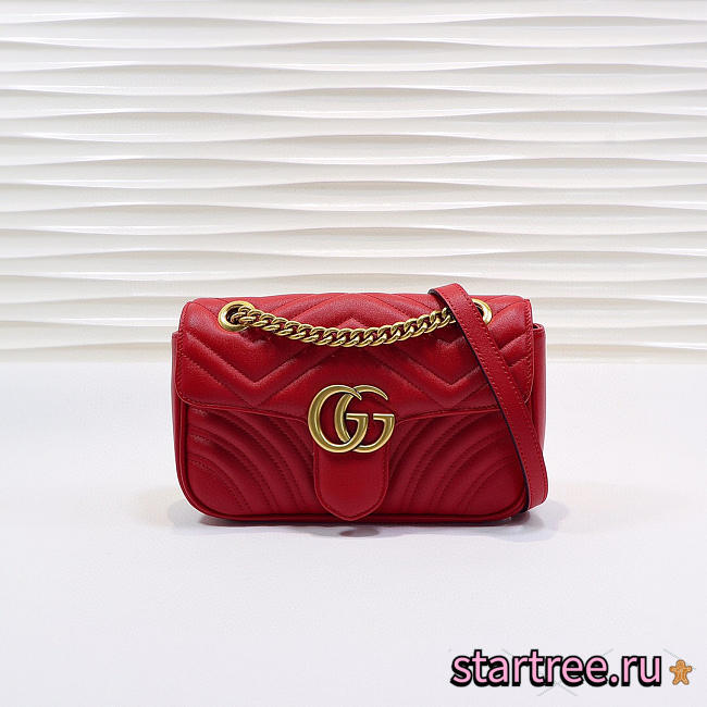 Gucci | GG Marmont Matelassé Mini Bag ‎446744 Red - 1