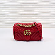 Gucci | GG Marmont Matelassé Mini Bag ‎446744 Red - 1