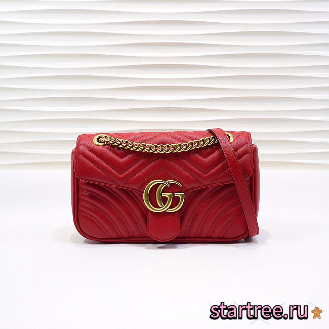 Gucci | GG Marmont Small Matelassé Shoulder Bag ‎443497 Red - 1