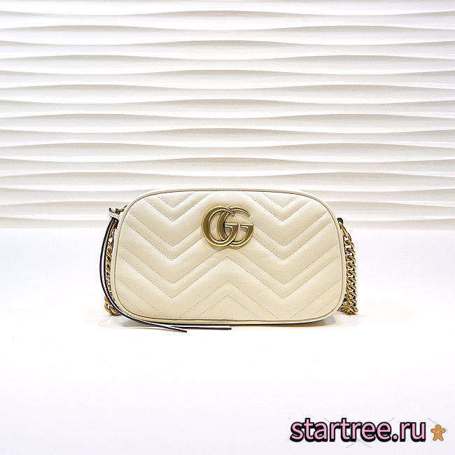 Gucci | GG Marmont Small Matelassé Shoulder Bag 447632 White   - 1