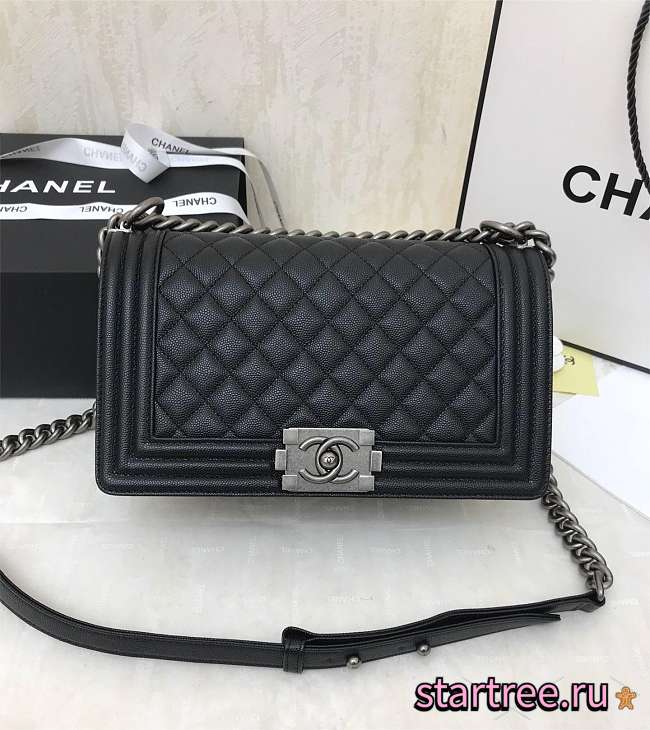 Chanel | Quilted Caviar Medium Boy Bag Black - 1