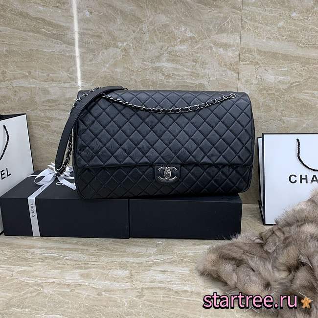 Chanel Calfskin Quilted XXL Travel Flap Bag Black-46cm - 1