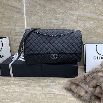 Chanel Calfskin Quilted XXL Travel Flap Bag Black-46cm