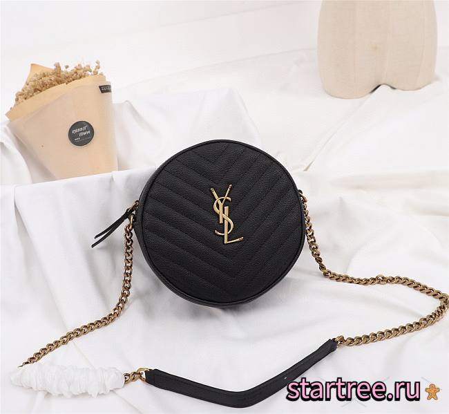 YSL Vinyle Round Black Bag-17*17*5.5 - 1