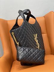 YSL Lambskin Quilted Icare Shopping Tote Black-38×43×10cm - 4