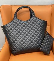 YSL Lambskin Quilted Icare Shopping Tote Black-38×43×10cm - 2