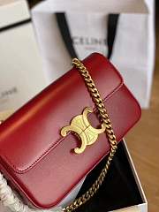 CELINE Chain Shoulder Bag Triomphe In Shiny Calfskin Red-20.5 X 10.5 X 4cm - 3