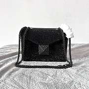 Valentino Garavani One Stud embroidered black mini bag-19cm - 1