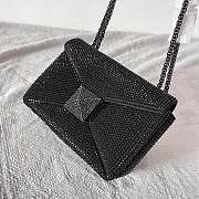 Valentino Garavani One Stud embroidered black mini bag-19cm - 3
