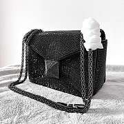 Valentino Garavani One Stud embroidered black mini bag-19cm - 2