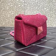 Valentino Garavani One Stud embroidered Rose Red mini bag-19cm - 4