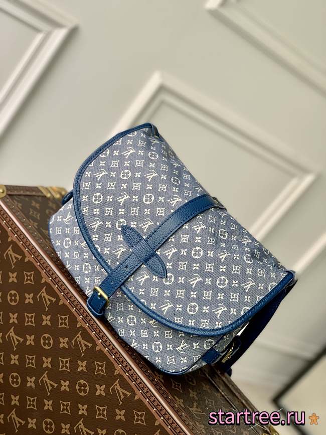 LOUIS VUITTON Monogram Mini Lin Saumur Blue-28x11x20cm - 1