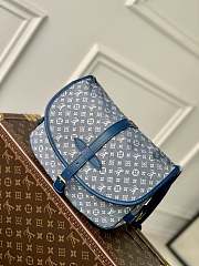 LOUIS VUITTON Monogram Mini Lin Saumur Blue-28x11x20cm - 1