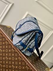 LOUIS VUITTON Monogram Mini Lin Saumur Blue-28x11x20cm - 4