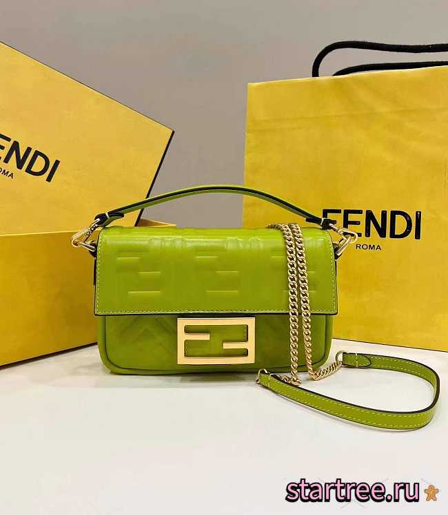 Fendi Baguette Acid green nappa leather bag-19*4*11.5 - 1