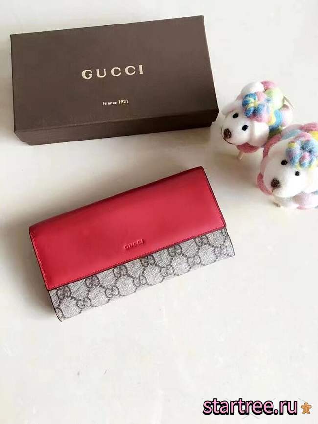Gucci GG supreme wallet Red-19*10*2cm - 1