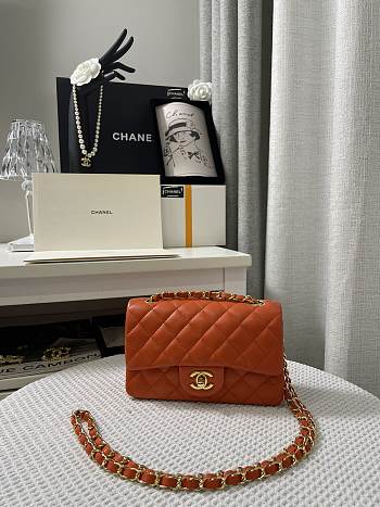 Chanel Mini Classic Flap Lambskin Orange-20cm