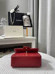 Chanel Mini Classic Flap Lambskin Rose Red-20cm - 5