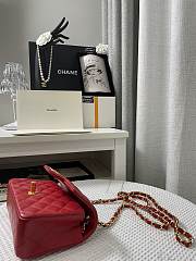 Chanel Mini Classic Flap Lambskin Rose Red-20cm - 4
