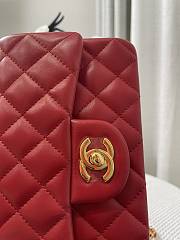 Chanel Mini Classic Flap Lambskin Rose Red-20cm - 3