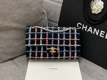 Chanel Navy Sparkle Tweed Classic Mini Rectangular Flap Bag-25cm