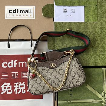Ophidia GG small Canvas Handbag in Beige and ebony-25*15.5*6CM