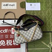Ophidia GG small Canvas Handbag in Beige and Blue-25*15.5*6CM - 1