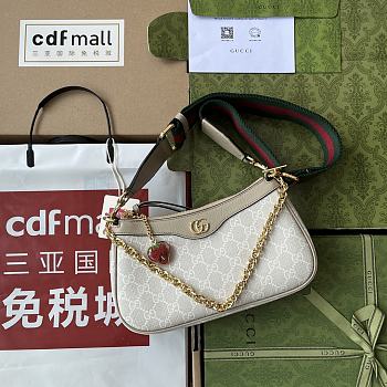 Ophidia GG small Canvas Handbag in Beige and white-25*15.5*6CM
