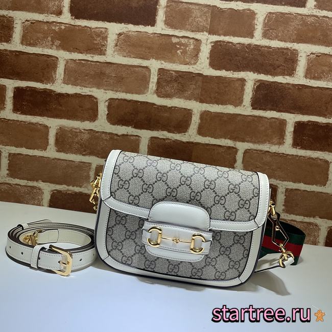 Gucci Horsebit 1955 Supreme Canvas Mini White Bag - 658574 - 20.5x14x5cm - 1