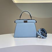 Fendi Peekaboo I see U small bag Blue-11x20x15cm - 4