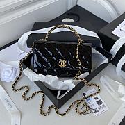 Chanel Black Quilted Patent Leather Bag-19cm - 1