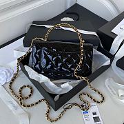 Chanel Black Quilted Patent Leather Bag-19cm - 4