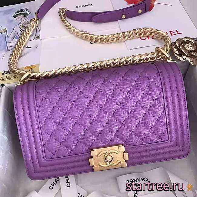 Chanel Quilted Calfskin Medium Boy Bag Violet- A67086 -25x14.5x8cm - 1