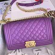 Chanel Quilted Calfskin Medium Boy Bag Violet- A67086 -25x14.5x8cm - 1