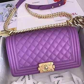 Chanel Quilted Calfskin Medium Boy Bag Violet- A67086 -25x14.5x8cm