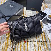 YSL| Loulou Puffer Small Bag In Quilted Lambskin Black Silver-23×15.5×5.8cm - 1