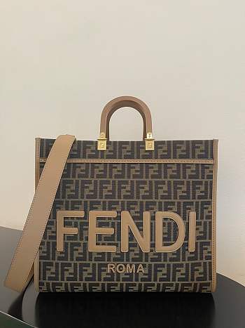 Fendi Tote Large Brown FF jacquard fabric shopper