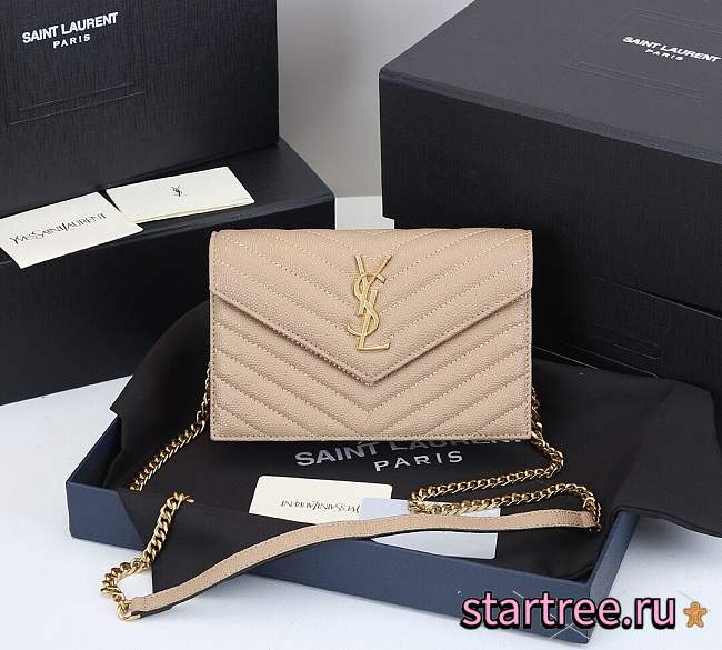 Saint Laurent Envelope Chain Wallet Dark Beige-19 X 12,5 X 3,5 cm - 1