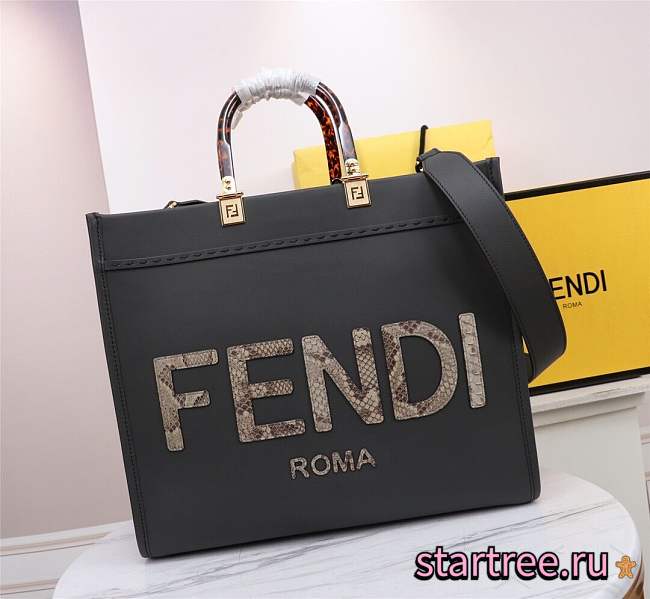 Fendi Tote Sunshine Medium Dark gray leather - 1