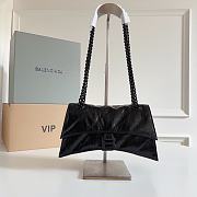 Balenciaga Small Crush chain quilted leather bag Black-25cm*15cm*8cm - 1