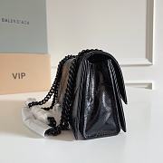 Balenciaga Small Crush chain quilted leather bag Black-25cm*15cm*8cm - 4