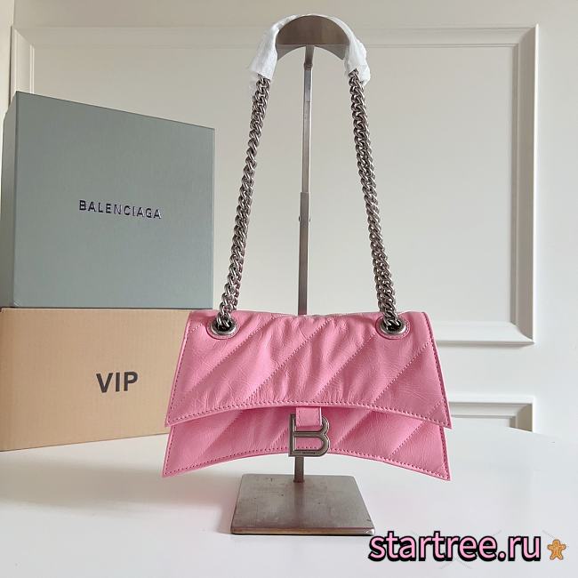 Balenciaga Small Crush chain quilted leather bag Pink-25cm*15cm*8cm - 1