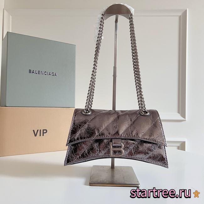 Balenciaga Small Crush chain quilted leather bag Silver-25cm*15cm*8cm - 1