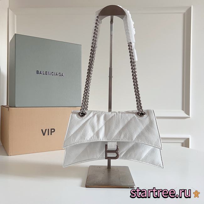 Balenciaga Small Crush chain quilted leather bag White-25cm*15cm*8cm - 1