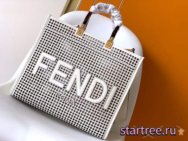 Fendi Sunshine Medium Tote Two-toned perforated leather-36cm - 1