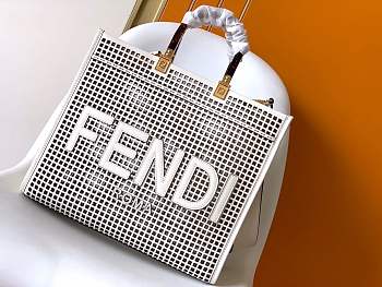 Fendi Sunshine Medium Tote Two-toned perforated leather-36cm