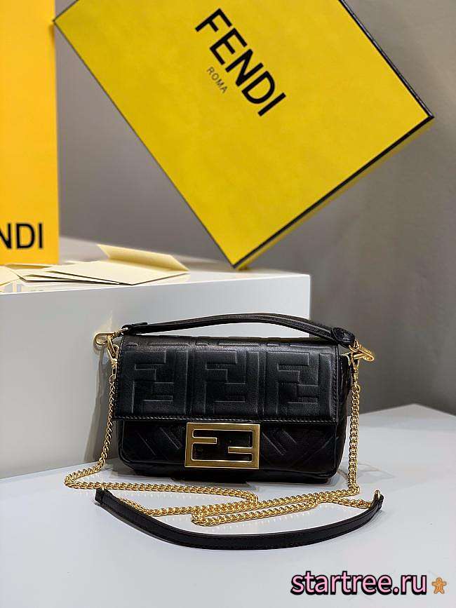 Fendi Baguette Acid Black nappa leather bag-19*4*11.5 - 1