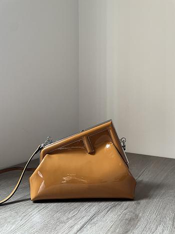 Fendi First Midi Brown patent leather bag-26*9.5*18cm