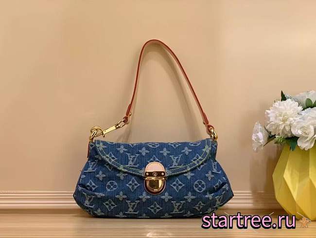 Louis Vuitton Blue Denim Monogram Mini Pleaty-26*15*9cm - 1